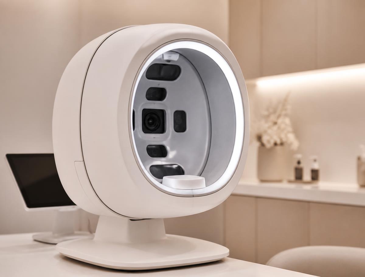 Skin analysis imaging device in a clinic room